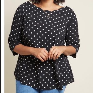 ModCloth 3/4 Sleeve Polka Dot Blouse